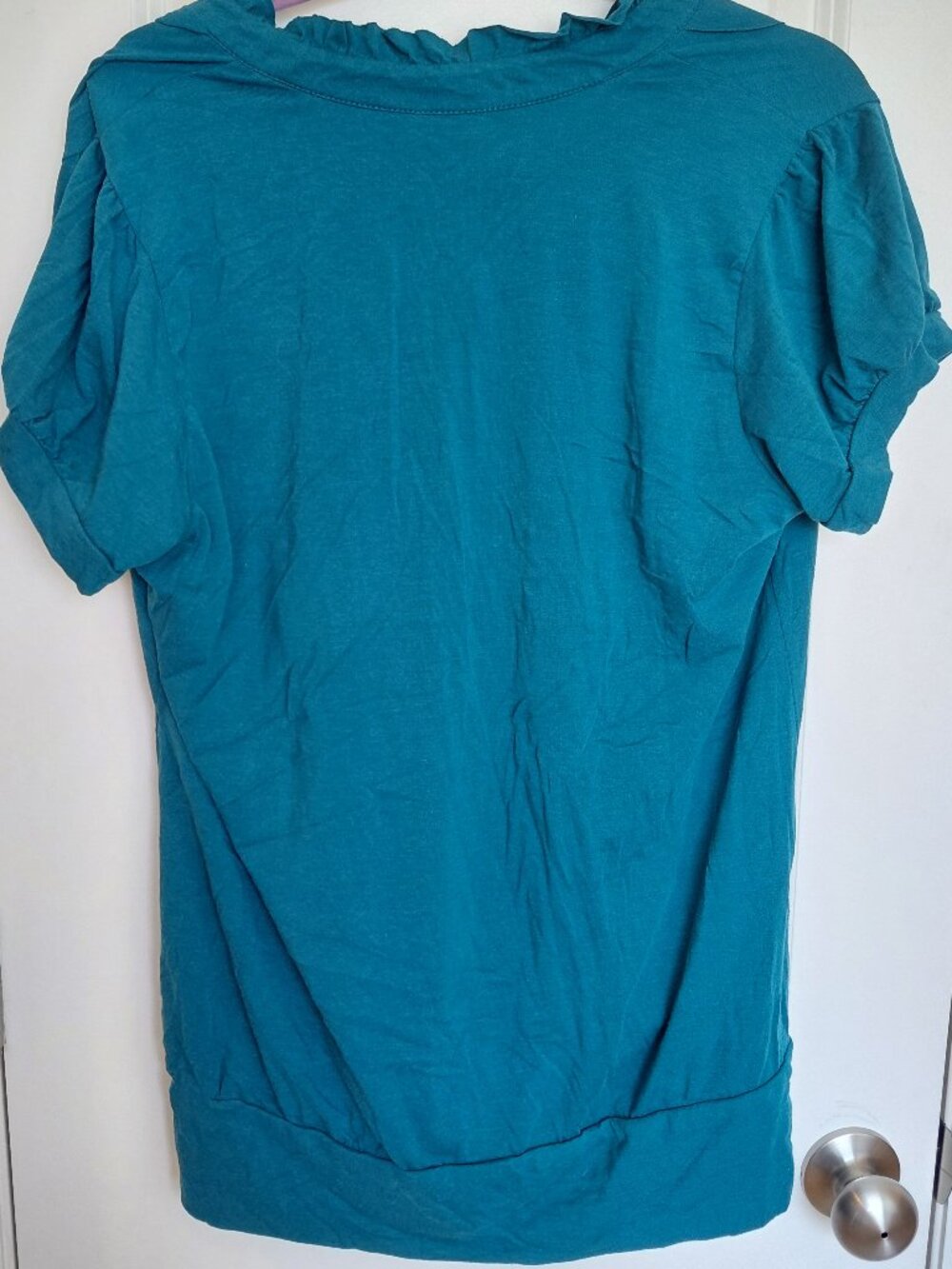Dark Teal Ruffle Blouse - Picture 2 of 2